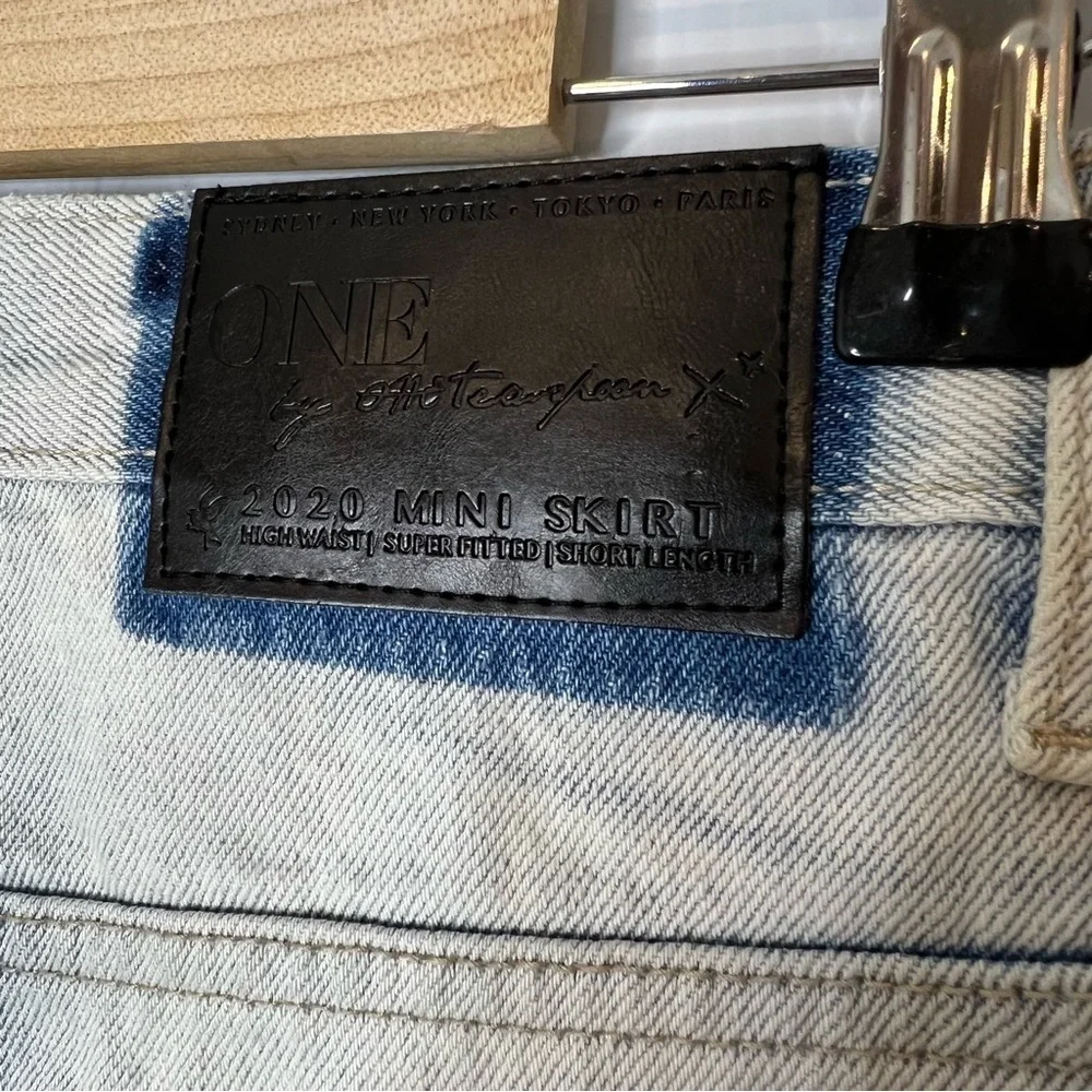 One teaspoon distressed raw hem denim mini skirt